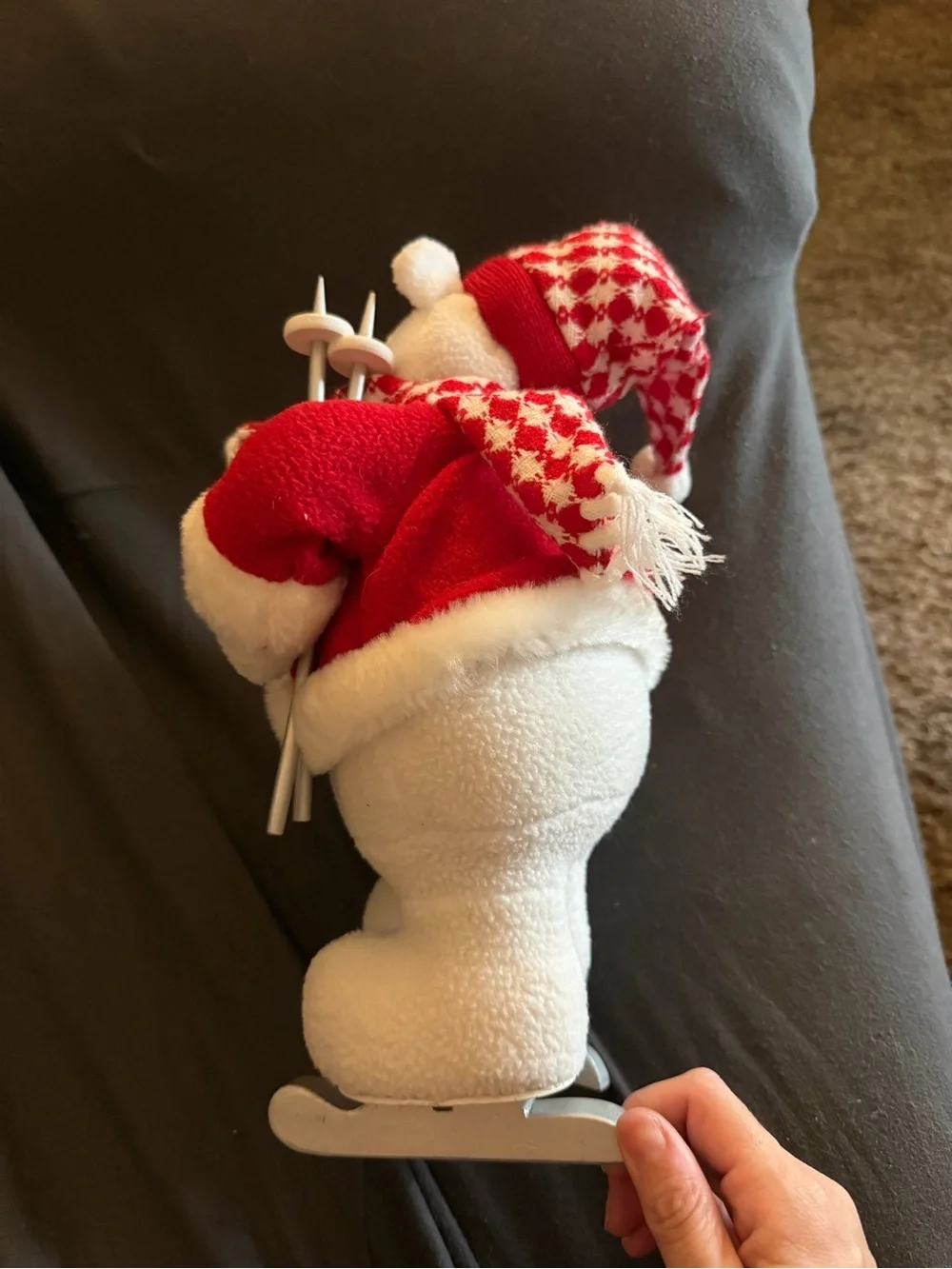 Holiday Red & White Plush Bear Christmas Decoration